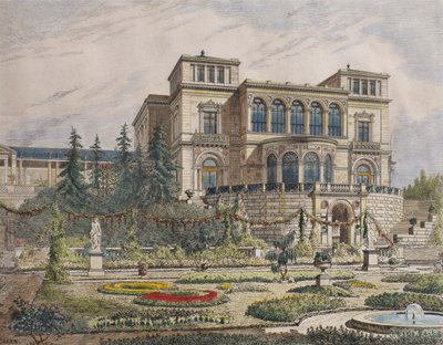 Schloss bei Stuttgart, Veranda-Fassade, Illustration aus 